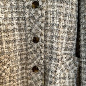 Ann Taylor Cream Gray Houndstooth Blazer